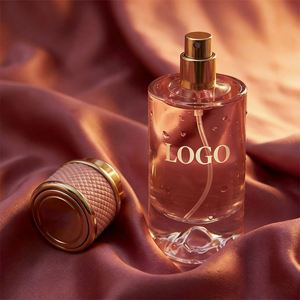 Wholesale in Stock 50ML Luxury <b>Clear</b> Round Glass Perfume Bottles Custom Logo <b>Box</b> Textured Cap Pump Sprayer - Product Image 1