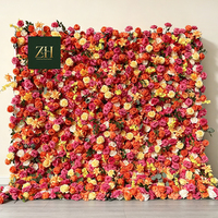 Mur de fleurs en soie réaliste personnalisé, mur de fleurs rouges 3D pour la décoration intérieure et commerciale