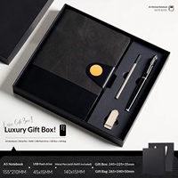 Carnet d'affaires en cuir PU avec stylo et clé USB, coffret cadeau classique pour anniversaire d'entreprise, vente en gros pour employés