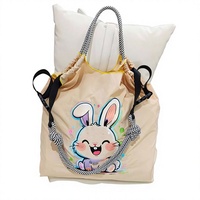 Sac fourre-tout en nylon brodé écologique imperméable à motif floral avec cordon de serrage grande capacité pour femme – Collection été