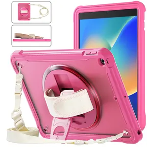 Custodia per Tablet con cinturino a mano con disco rotante trasparente a 360 gradi di prezzo di fabbrica per custodia universale per iPad 10.2