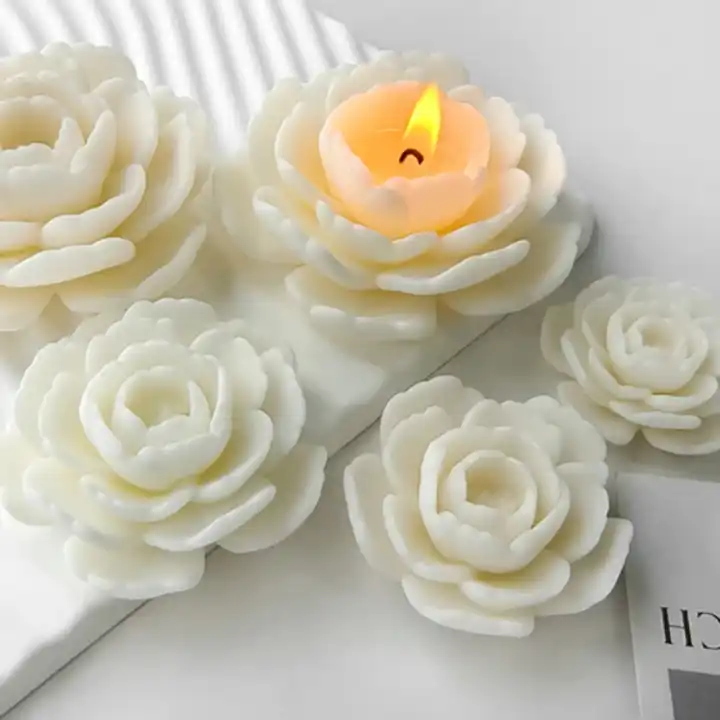 Stampo Per Candele A Forma Di Fiore Di Loto In Silicone - Per Candele, Sapone, Cioccolato, Lavabile E Riutilizzabile, Fai Da Te Creativo - Foto 4