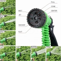 Manguera de jardín verde de poliéster y ABS suave de alta expansión con tapón de acero inoxidable y carrete de riego y limpieza incluido