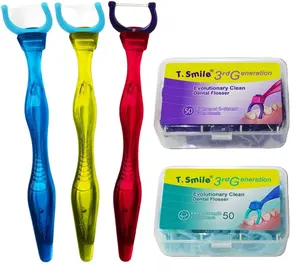 Evolutionary Clean Dental Flossers Kit of Refills Plus Mid Length Handle