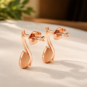 Boucles d'oreilles clous en diamant taille brillant ronde, plaqué or rose 14 carats, moissanite, cadeau de mariage de luxe - Product Image 3
