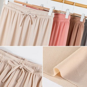 <strong>Women</strong> Summer Ice <strong>Silk</strong> Loose Pants High Waist Wide Leg Straight Casual Long <strong>Trousers</strong> - Product Image 4