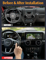 Navigation automobile Android à double écran RoadNavi 24,6 pouces pour Jeep Wrangler JK 2011-2017 Lecteur multimédia Tableau de bord CarPlay sans fil GPS