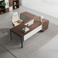 Table de direction moderne en forme de L avec rangement, panneau de qualité E0, pour bureau général - Vente en gros