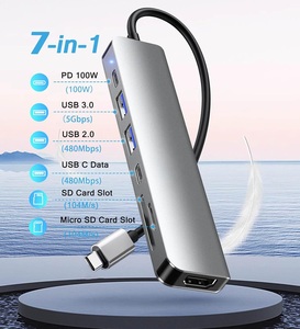 Nhà máy phổ biến Multiport <span class=keywords><strong>USB</strong></span> C HUB 7 trong <span class=keywords><strong>1</strong></span> Dongle Adapter HDTV SD TF khe cắm <span class=keywords><strong>USB</strong></span> <span class=keywords><strong>2</strong></span>.0 3.0 PD Loại C Docking Station cho máy tính xách tay điện thoại - Product Image 2