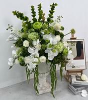RK312 Vente en gros de boules de fleurs artificielles en soie, grandes, blanches et vertes, roses et orchidées, style Monet, pour centres de table de mariage