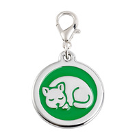 Plaque d'identification ronde pour animaux de compagnie, en métal, avec motif animal, pour collier de chien ou de chat, pendentif en émail