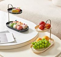 Offre Spéciale : Organisateur de Bureau Multifonctionnel à Double Plateau, Style Luxe Léger, pour Salon, Chambre, Support pour Fruits, Snacks et Soins de la Peau