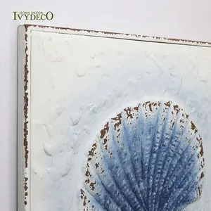 IVYDECO Kim Loại Tường Nghệ Thuật Trang Trí 3D Vỏ San Hô Tường Nghệ Thuật Sea Shell Tường Nghệ Thuật