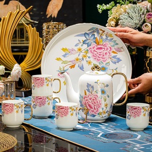 Jingdezhen 8-Piece Luxury Bone China Dinnerware <b>Set</b> Ceramic Tea <b>Cup</b> & Tray High-Appearance Water <b>Cup</b> <b>Set</b> in Light Luxury Style - Product Image 1