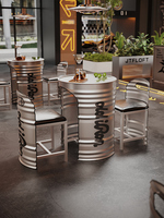 Restaurant et Bars Style Industriel Tambour à Huile Canapé Bar Table et Chaises Zone de Négociation Métal Fer Antique Moderne