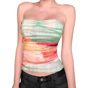 Top Bandeau de Verano para Vacaciones en la Playa, Colorido, con Estampado Tie Dye, Hombros Descubiertos, Espalda Descubierta, Casual, para Mujer - Product Image 2