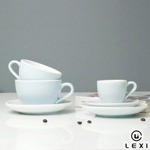 Ensemble de tasses et soucoupes à café en porcelaine de style nordique, céramique minimaliste, pour café et <span class=keywords><strong>restaurant</strong></span>, durable, personnalisable, marque LEXI - Product Image 2