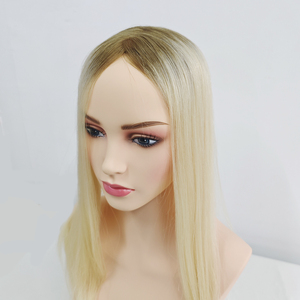 Venta al por mayor de topper de encaje de malla de 14 y 16 pulgadas con cabello humano virgen europeo de cutícula alineada para mujeres blancas, en stock. - Product Image 4