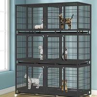 Grande cage à chat à 3 niveaux pour l'intérieur, enclos pour chat à monter soi-même, fil métallique détachable, cage à chat d'intérieur, espace d'exercice idéal pour les petits animaux
