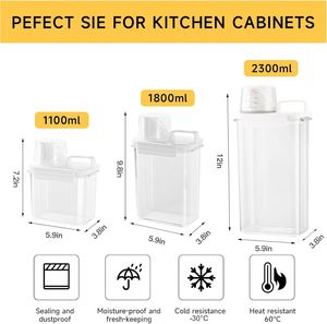 Contenedor Rectangular de Plástico Moldeado por Inyección de Gran Capacidad para Cereales y Arroz, con Asa, Almacenamiento de Alimentos para la Organización de la Cocina - Product Image 3