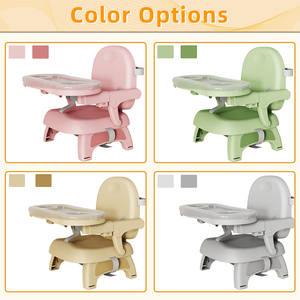 Seggiolino Rialzato Pieghevole per Neonati e Bambini con Vassoio Rimovibile e Cintura di Sicurezza, Rosa, per Campeggio e Viaggi, con Tettuccio Parasole - Product Image 4