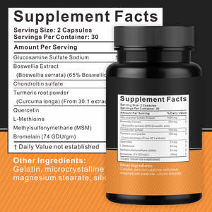 Compléments OEM : Capsules <span class=keywords><strong>de</strong></span> MSM, Crème <span class=keywords><strong>de</strong></span> <span class=keywords><strong>Glucosamine</strong></span>, MSM, Chondroïtine, <span class=keywords><strong>Glucosamine</strong></span>, Curcuma Biologique, Curcumine, Poivre Noir, Capsules <span class=keywords><strong>de</strong></span> Gingembre - Product Image 2