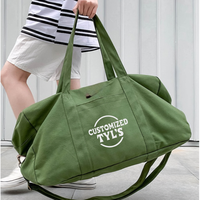 Sac de voyage décontracté en toile 16OZ, sac de sport à double poignée épaissie, couleur unie, sac fourre-tout durable, broderie personnalisée