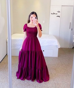New Fashion Boutique 2025 Summer Solid Natural Waist A-Line Maxi Square <b>Neck</b> Off-shoulder Elegant Sweet Women's Dress - Product Image 4