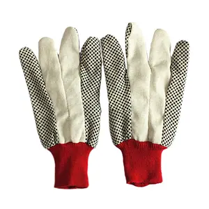 Guantes DE TRABAJO punteados de PVC negro con forro de lona de algodón para la industria - Product Image 1
