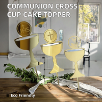 Décoration de gâteau de la Saint-Patrick : Grail Sacré, Croix et Coupe en Acrylique Écologique pour la Première Communion