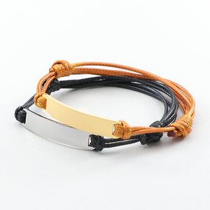 Pulsera de <span class=keywords><strong>la</strong></span> <span class=keywords><strong>amistad</strong></span> con grabado personalizado para hombre y mujer, brazalete de cuerda trenzada con frase inspiradora, barra de oro rosa, gran oferta - Product Image 6
