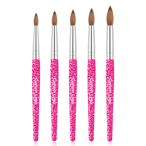 Pinceles para Nail Art personalizados, mango de madera con estampado de leopardo <span class=keywords><strong>rosa</strong></span>, pincel acrílico Kolinsky, suministros para <span class=keywords><strong>uñas</strong></span> #8-18, <span class=keywords><strong>2022</strong></span> - Product Image 1