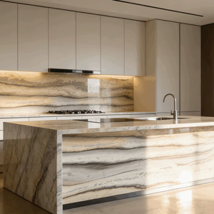 Losas de Cuarcita Natural Italiana Rare White Gold Black Stripes Oyster Fabbricotti para Encimeras de Cocina - Product Image 1