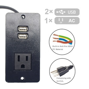 Muebles de Escritorio para Hotel con Toma de Corriente Empotrada, 1 Enchufe de CA y 2 Puertos USB, Toma de Corriente de Nailon para Mesa de Conferencias de Cocina - Product Image 4