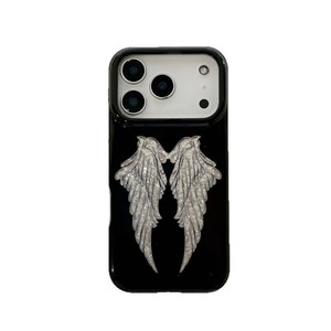 Quality girls angel wings glitter glossy IMD mobile phone case shockproof back <b>cover</b> for iPhone 15 16 17 pro max OEM custom - Product Image 6
