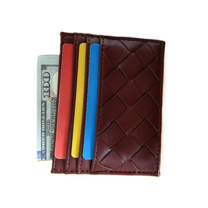 Tarjetero Minimalista Personalizado para Mujer, Cartera Delgada Color Borgoña, Tarjeteros de Cuero PU Tejido para Chicas, Fabricante de Tarjeteros de Lujo para Mujer - Product Image 5