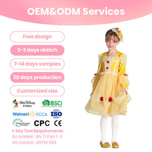 Robe de princesse pour filles, confortable et respirante, avec dentelle à accents de roses rouges, idéale pour les spectacles de scène et les anniversaires. - Product Image 1