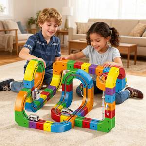 81PCS 3D Magnetic Electric Car Building <b>Toy</b> Train Track Set Educational Electric <b>Slot</b> Rail Assembly for Kids - Product Image 3