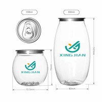 Vente directe d'usine de boîtes de boisson transparentes PET de haute qualité 250ml/330ml/350ml/500ml/650ml tailles couvercle en aluminium plastique bonnes boissons