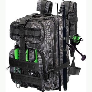 Sac à dos de pêche avec porte-cannes, 4 boîtes à pêche et housse de pluie - échantillon gratuit, grand espace de rangement pour équipement de pêche - Product Image 3