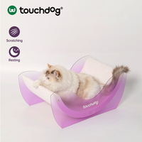 Lit-griffoir écologique en bois pour chat, avec poste à griffer en carton durable et noyau remplaçable, design stable pour intérieur, modèle Rainbow Lounge