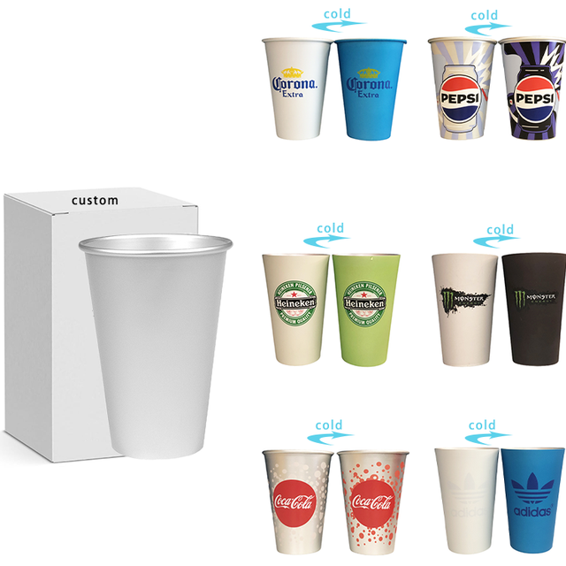 OEM Metal Color Changing Aluminum Party Reusable Cup Cold Drink Chill Cup with Your Own logo