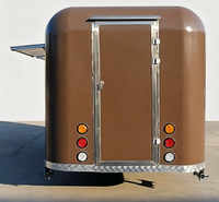 Fiberglass dubbelassige foodtrailer met dubbele service ramen, mobiele fruit- en sapkraam, gereserveerde ruimte voor sapcentrifuge.