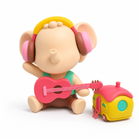 Figurine PVC personnalisée en boîte mystère, Éléphant musical de voyage de dessin animé, Figurine articulée en vinyle PVC originale en boîte mystère