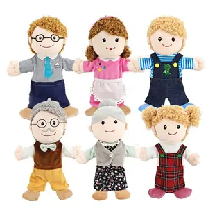 Custom design cartoon full body character hand puppet family parent-child game plush toy family early education doll Family Doll