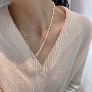 Collar de Plata de Ley S925 con Perlas y Borlas de 60 cm, Estilo Espina de Serpiente, Elegante y a la Moda para Mujer - Product Image 4
