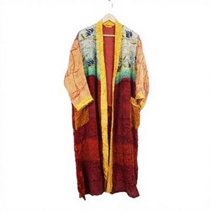 Kimono en soie patchwork fait main, élégant, vintage, luxueux, collection de peignoirs d'été pour femmes, doux, respirant, séchage rapide, col en V sur le devant - Product Image 1