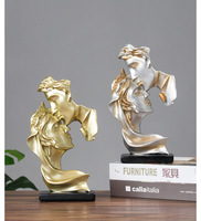 Abstrait Arts or Antique argent femme sur la Base Statue embrassant homme Couple résine Sculpture décor