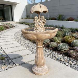 ร่มตกแต่งกลางแจ้งแบบตั้งพื้น ทำจากเรซิ่นไฟเบอร์กลาส ทนทานต่อสภาพอากาศ ใช้พลังงานแสงอาทิตย์ งานแฮนด์เมด สไตล์โบราณ สำหรับให้นกอาบน้ำ - Product Image 4