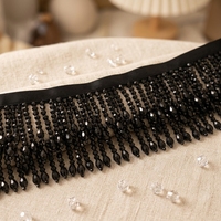 Vente en gros de dentelle à paillettes en cristal de verre AB de 5,5 cm, bordure de dentelle à paillettes colorées, chaîne de perles de pierre irisée, bordure de franges, bordure de glands